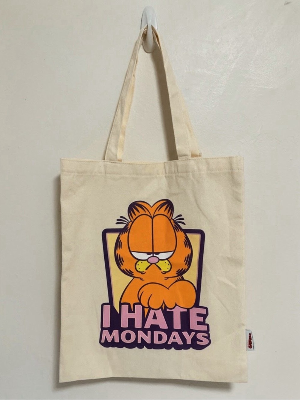 Garfield "I Hate Mondays" Cream Tote Shoulder Bag